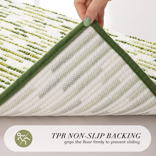 BSICPRO Bathroom Rugs Sets 2 Piece, Modern Bath Mat 20"x32"+16"x24", Sage - color: Sage and White, size: 20" x 32" Plus 16" x 24"