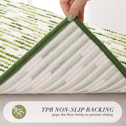 BSICPRO Bathroom Rugs Sets 2 Piece, Modern Bath Mat 20"x32"+16"x24", Sage - color: Sage and White, size: 20" x 32" Plus 16" x 24"