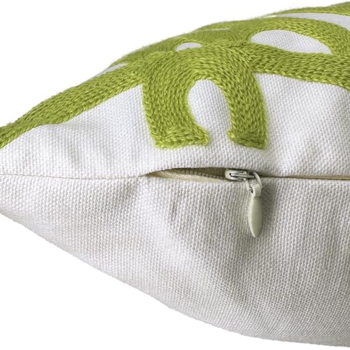 Alysheer Boho Embroidered Lumbar Throw Pillow Cover 12"x 20",1pc Chartreuse - color: Chartreuse Green, size: 20" x 12" (Pack of 1)