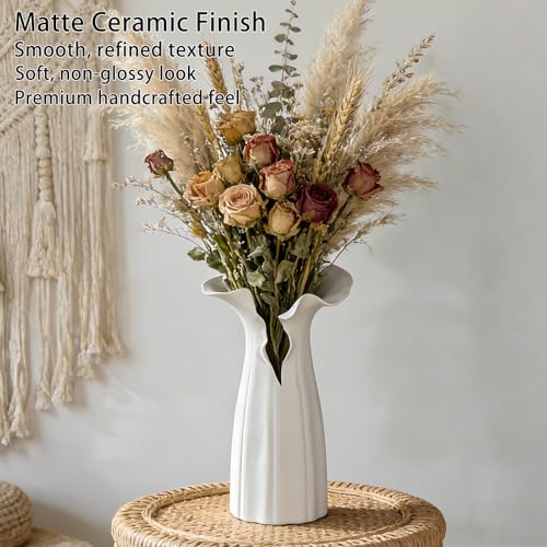 Abstract Irregular Ceramic Vase, White - size: 16" x 12" x 28"