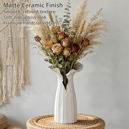 Abstract Irregular Ceramic Vase, White - size: 16" x 12" x 28"