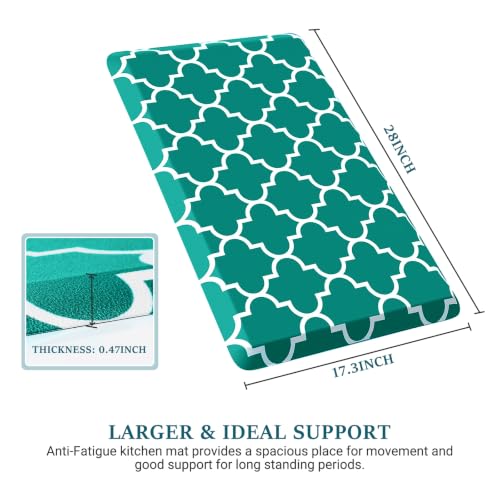 WISELIFE Kitchen Mats and Rugs Cushioned Anti-Fatigue, 17.3"x 28", Green - color: Stylish Green, size: 28"L x 17.3"W x 0.5"Th