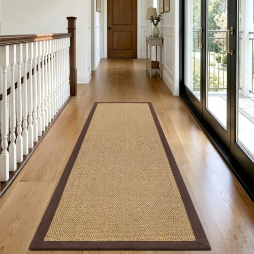 DEXI Jute Runner Rug 3x7, Rug Runners for Hallways, Natural/Brown - color: Natural/Brown, size: 3' x 7' (Runner)