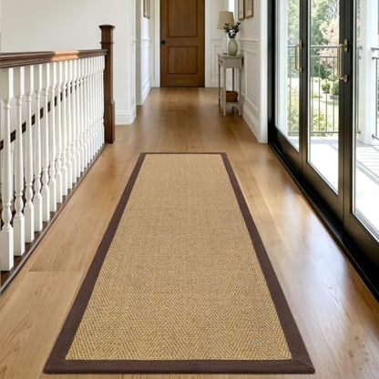 DEXI Jute Runner Rug 3x7, Rug Runners for Hallways, Natural/Brown - color: Natural/Brown, size: 3' x 7' (Runner)