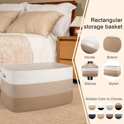 OIAHOMY Blanket Basket Laundry Basket Dog Toy Basket 75L Light Yellow - color: Gradient Light Yellow, size: 22”x17”x12”