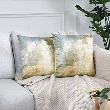 Throw Pillow Covers for Couch, 18x18 Inch, Set of 2, Beige Grey - color: Grey and Beige, size: 18" x 18" (Pack of 2)