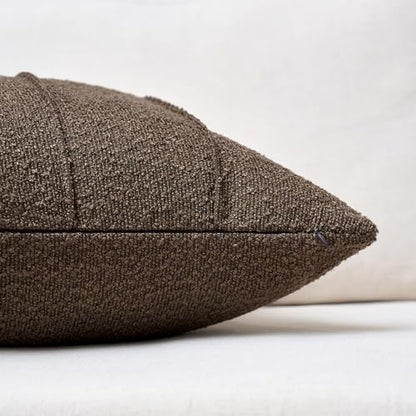 Textured Boucle Throw Pillow Covers 12x20 Inch Set of 2 Brown - color: Brown, size: 20" x 12" (Pack of 2)