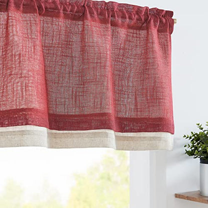 jinchan Kitchen Valance Curtain Double Layers, 50x16, 1 Panel, Burgundy - color: Double Layer | Burgundy, size: 50"W x 16"L (Pack of 1)