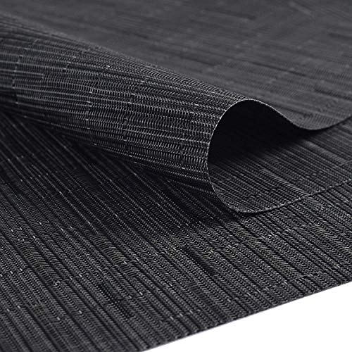 SHACOS Woven Vinyl Table Runner 12x54 inch Indoor Outdoor Table Mats Wipe Clean Plastic Runners for Dining Table Coffee Table Cabinet, Black - color: Black, size: Table Runner 12 x 54 inch
