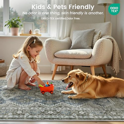 Rugland 2'6"x8 Runner Rug Non Slip, Washable Rug Runners for Hallways Green - color: Tpr07-green, size: 2'6" x 8' (Runner)