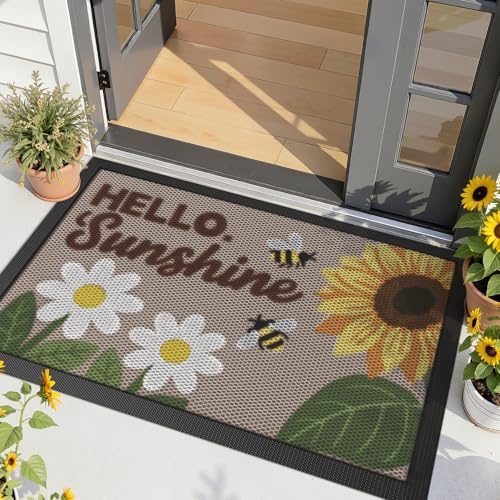 LUMI Outside Welcome Door Mat 36x59, Non-Slip Durable Rubber Easy Clean - color: Sunshine, size: 36"x59"