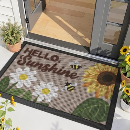 LUMI Outside Welcome Door Mat 36x59, Non-Slip Durable Rubber Easy Clean - color: Sunshine, size: 36"x59"