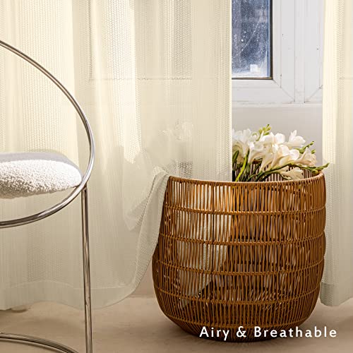 2 Panels Set Sheer Curtains 84 inch Length Beige 52" W x 84" L - color: Beige, size: 52"W x 84"L (Pack of 2)