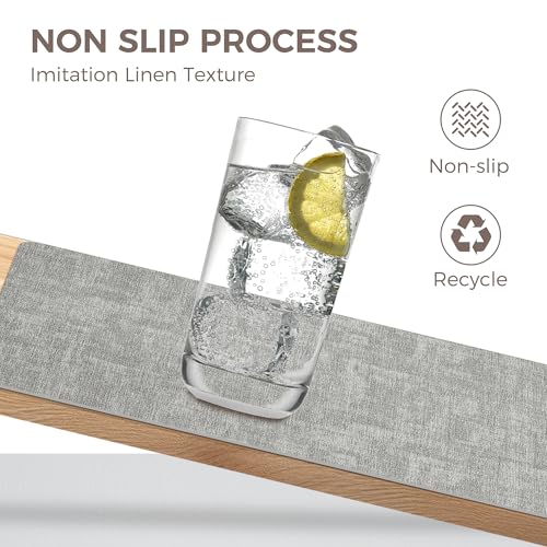 NCUE Vinyl Placemats Set of 4, 17"x12" Wipeable Place Mats with Coasters - color: Light Grey, size: Set of 4