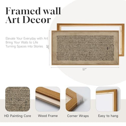 Large Framed Wabi Sabi Abstract Wall Art for Living Room, 60x30 Inch - color: Brown Black, size: 60"L x 30"W