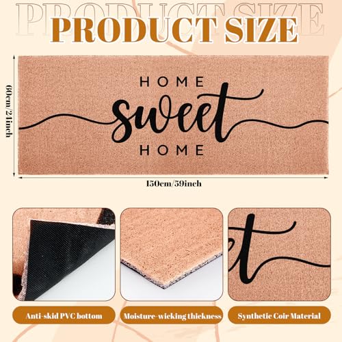 Home Sweet Home Long Doormat for Double Door Entrance, 24x59 Inch