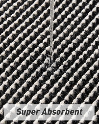 Upgraded Waffle Bath Mat Runner Absorbent Non Slip Bathroom Mat, 2' x 5' - color: Black & Cream, size: 2' x 5'