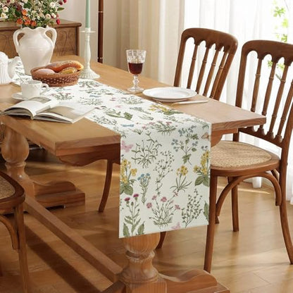ONFAON Spring Decorations for Home,Spring Table Runner 13x72 Inch Wildflowers Floral,Seasonal Summer Home Kitchen Dining Room Table Decorations - size: Spring01