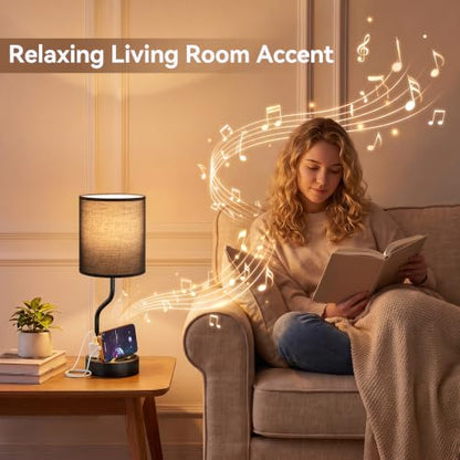 Fenmzee Bedside Lamps for Bedroom Set - 18" Black Table Lamp for Nightstand - color: Black