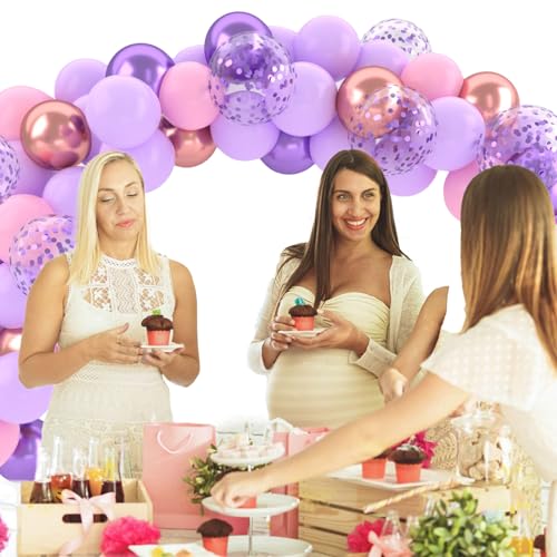 Patimate Purple and Pink Latex Balloons Set 50 pcs 12 inch - color: Purple Pink