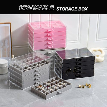 YUFONG Earring Storage Box Organizer 5 Drawers with 120 Small Compartments - color: Black