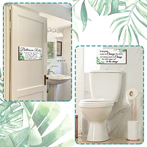 Jetec 2 Pcs Funny Bathroom Signs Wall Decor Farmhouse,Leaves Style - style: Leaves Style