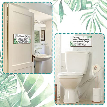 Jetec 2 Pcs Funny Bathroom Signs Wall Decor Farmhouse,Leaves Style - style: Leaves Style