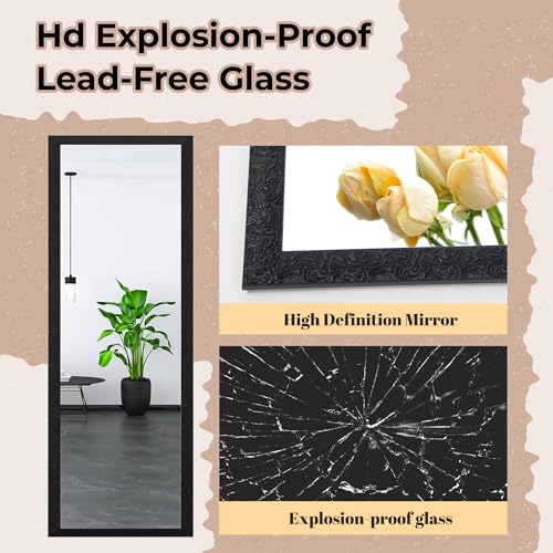 LFT HUIMEI2Y Door Mirror Full Length, Wall-Mounted Mirror Black 50" x14" - color: Black