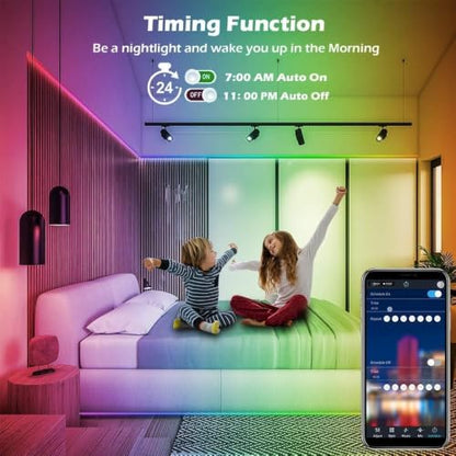 AILBTON Led Lights for Bedroom,100ft Led Light Strip Music Sync RGB Led Strip Lights Built-in Mic,Bluetooth App Control Led Room Lights with Remote,5050 RGB Rope Light - size: 100FT