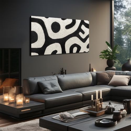 Hand-Painted Minimalist Abstract Wall Art for Living Room Bedroom 47" x 24" - color: Black, size: 47"L x 24"W