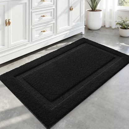 LUMI Large Bathroom Rugs Soft Absorbent, Non Slip Bath Mat 24x43, Black - color: Black, size: 24" X 43"