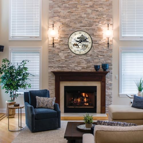 Farmhouse Wall Clocks Battery Operated 20 Inch - color: Beige1, size: 20 Inch