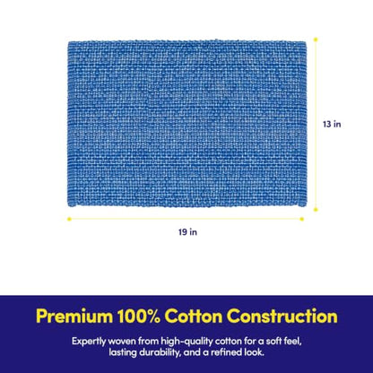 Sweet Home Collection 100% Cotton Placemats for Dining Room Rectangle Two Tone Woven Fabric 13" x 19" Soft Durable Table Mat Set, Set of 4, Dark Blue - color: Dark Blue, size: Rectangle 13" x 19"
