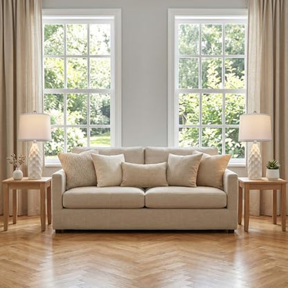 WIHTU 24'' Modern Ceramic Table Lamps Set of 2, White Lamps for Bedroom - color: White