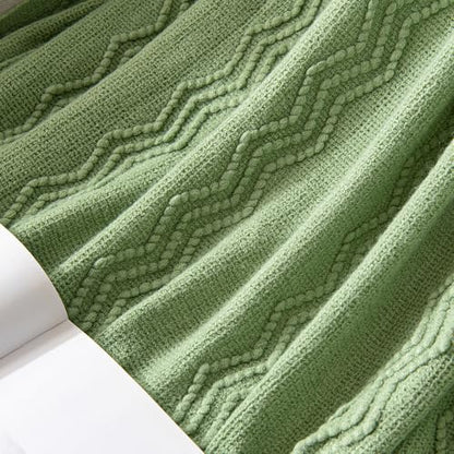 MIULEE Sage Green Knitted Boho Throw Blanket for Couch 50"x60" - color: Sage Green, size: 50" x 60"