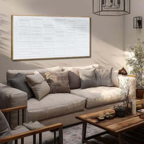 Abstract Wall Art Neutral 3d White Wall Decor For Living Room 24x48inch - color: White, size: 48"L x 24"W