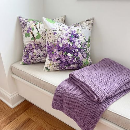 Decorative Pillow Covers 18x18 Set of 2, Velvet Purple Hydrangea Covers - color: Purple