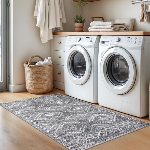 KILOCOCO Small Area Rug 3'x5' Rug for Entryway Washable Rugs, Grey - color: Grey, size: 3' x 5' (Rectangular)