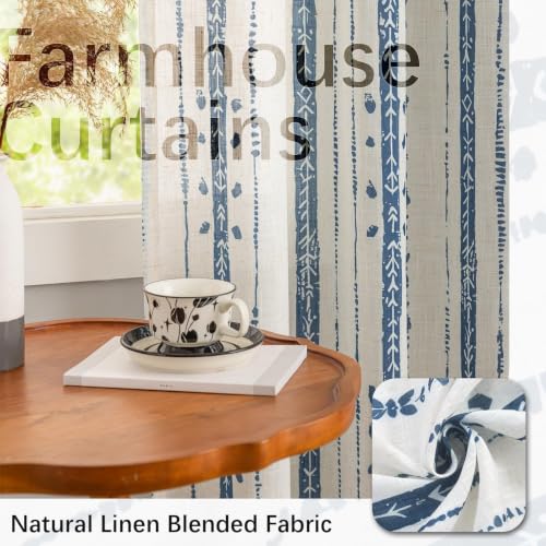 Boho Linen Curtains 72 Inches for Living Room, Navy Blue, 2 Panels - color: Blue, size: 52"W x 72"L (Pack of 2)