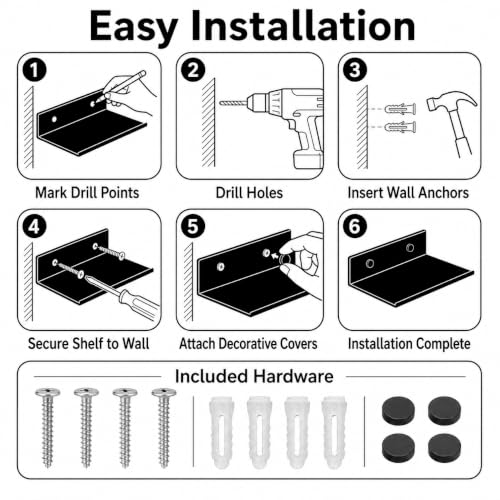 Z metnal Small Floating Shelves, Mini Metal Shelf for Collection Action Figures, Aluminum, Wall Mounted, Matt Black, 4.7 inch, 1 Pack - color: Black, size: 4.7 inch