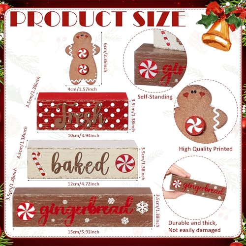 Geelin 4 Pcs Christmas Gingerbread Man Wooden Table Decor Tabletop - style: Gingerbread