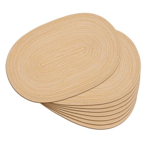 Placemats Set of 8, Woven Oval Braided Dining Table Mats(Beige Brown) - color: Beige Brown, size: 8 pcs
