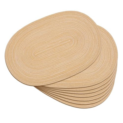 Placemats Set of 8, Woven Oval Braided Dining Table Mats(Beige Brown) - color: Beige Brown, size: 8 pcs