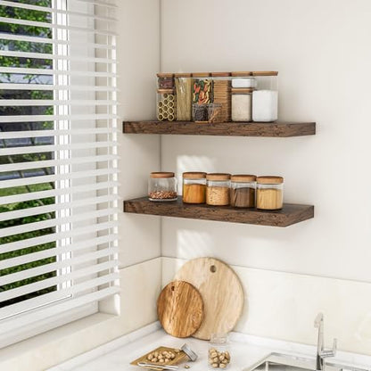 RICHFOCUS Bathroom Floating Shelves for Wall 2Pack|Rustic Brown|32" L - color: Rustic Brown, size: 31.5"L x 8"D, Set of 2
