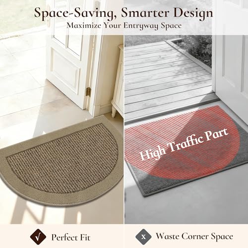 Dirt Trapper Door Mats 32" x 48", Non-Slip & Washable, Beige - color: Beige, size: 32" X 48" (Semicircular)