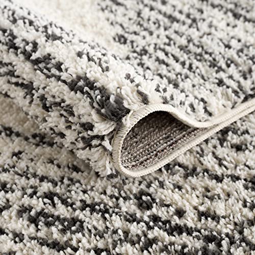 Hauteloom Berber Shag Collection - Howth Farmhouse Entryway, Bedroom, Kitchen Shaggy Runner Rug with Tassel - Fluffy Plush High Pile Carpet - Southwestern Tribal Style - Beige, Black - 2'7" x 7'3" - color: Beige, Black, White / Howth, size: 2'7" x 7'3" (R