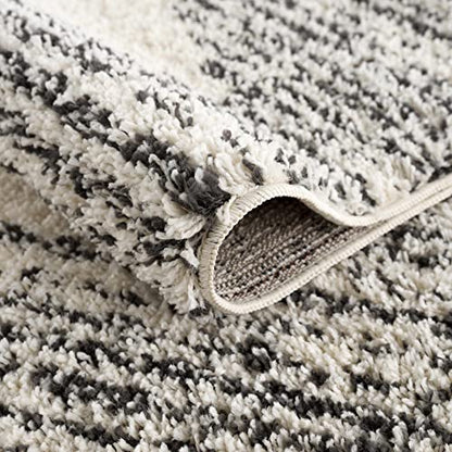 Hauteloom Berber Shag Collection - Howth Farmhouse Entryway, Bedroom, Kitchen Shaggy Runner Rug with Tassel - Fluffy Plush High Pile Carpet - Southwestern Tribal Style - Beige, Black - 2'7" x 7'3" - color: Beige, Black, White / Howth, size: 2'7" x 7'3" (R