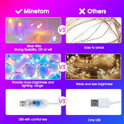 Minetom Curtain Lights, 300 LED Dimmable Twinkle Fairy Lights, 8 Modes - color: Multicolor, size: 1 Pack