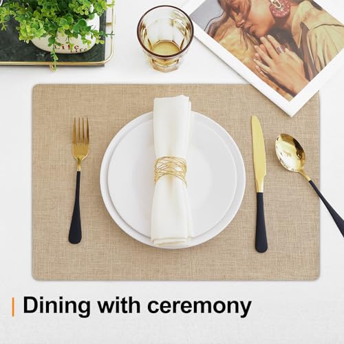 Homaxy Cloths Placemats for Dining Table Set of 6, 13" x 19", Flaxen - color: Flaxen, size: Placemats Set of 6