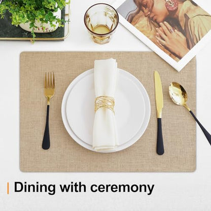 Homaxy Cloths Placemats for Dining Table Set of 6, 13" x 19", Flaxen - color: Flaxen, size: Placemats Set of 6